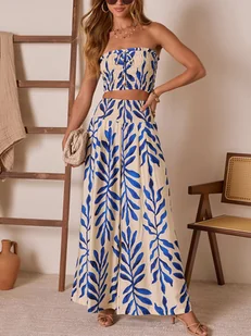 Milan Kiss Spodnie w kolorze niebiesko-beżowym - Spodnie damskie - miniaturka - grafika 1