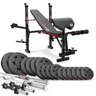 Pozostały sprzęt siłowy - Hop-Sport Zestaw kulturystyczny Premium 75kg z ławką HS-1055 18687 - miniaturka - grafika 1