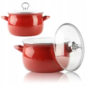 Garnki - GARNEK TRADYCYJNY EMALIOWANY 6,5 L CZERWONY ZESTAW Z POKRYWĄ GAZ INDUKCJA - miniaturka - grafika 1