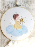 Ikony i obrazy sakralne - Obrazek z Aniołem Stróżem, pamiątka chrztu/ narodzin dziecka - miniaturka - grafika 1