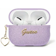 Akcesoria do słuchawek - Etui na słuchawki GUESS Metallic Script Charm do Apple Airpods 4 Fioletowy - miniaturka - grafika 1