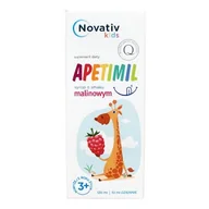 Witaminy i minerały - Novativ Kids Apetimil Syrop o smaku malinowym, 120ml - miniaturka - grafika 1
