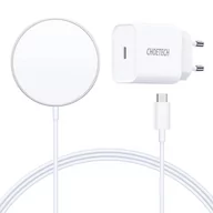 Ładowarki do telefonów - Choetech magnetyczna ładowarka bezprzewodowa Qi 15W (kompatybilna z MagSafe) biały T517-F - miniaturka - grafika 1