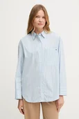 Koszule damskie - Tommy Hilfiger koszula bawełniana damska kolor niebieski relaxed z kołnierzykiem klasycznym WW0WW45892 - miniaturka - grafika 1