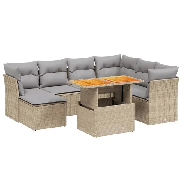 Zestaw mebli ogrodowych modułowych beżowy rattan PE 62 x 62 x 69 cm