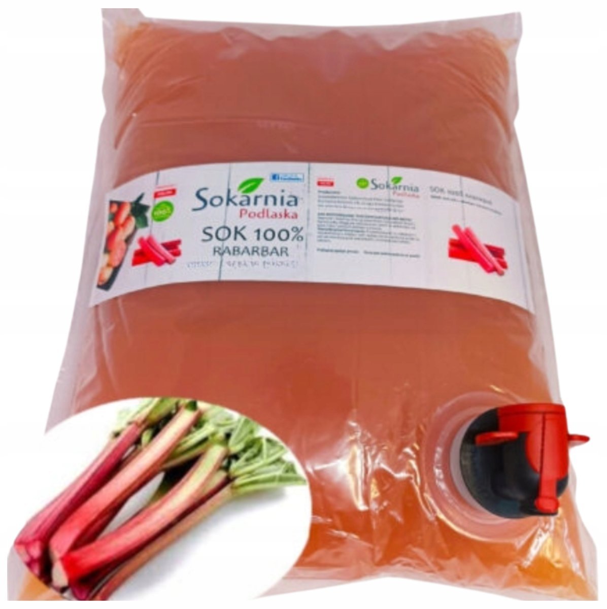 SOK 3l RABARBAR 100% Naturalny Smak Źródło Witaminy Błonnika Pokarmowego