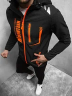 Kurtki męskie - KURTKA SOFTSHELL MĘSKA Z KAPTUREM CZARNO-POMARAŃCZOWA OZONEE JS/HH026/1 - Ozonee - miniaturka - grafika 1
