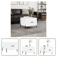 Ławy i stoliki kawowe - The Living Store Stolik kawowy biały wysoki połysk 50x50x40 cm materiał drewnopochodny - miniaturka - grafika 1