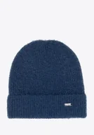 Czapki damskie - Czapka damska o puszystej fakturze granatowa - miniaturka - grafika 1