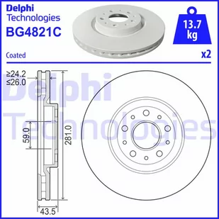 Tarcza hamulcowa DELPHI BG4821C - Tarcze hamulcowe - miniaturka - grafika 1