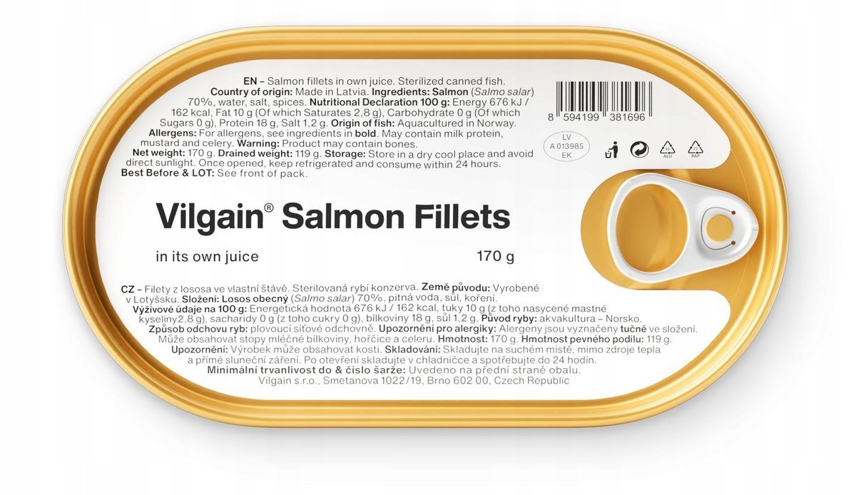 VILGAIN Łosoś filet w sosie własnym 170g norweski łosoś