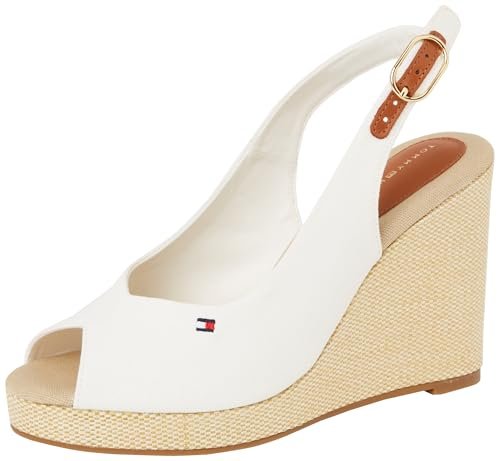 TOMMY HILFIGER Damska flaga HIGH WEDGE ESPAD SLINGBACK Espadryle, biała (Ecru), 36 UK, Biały Ecru, 39 EU