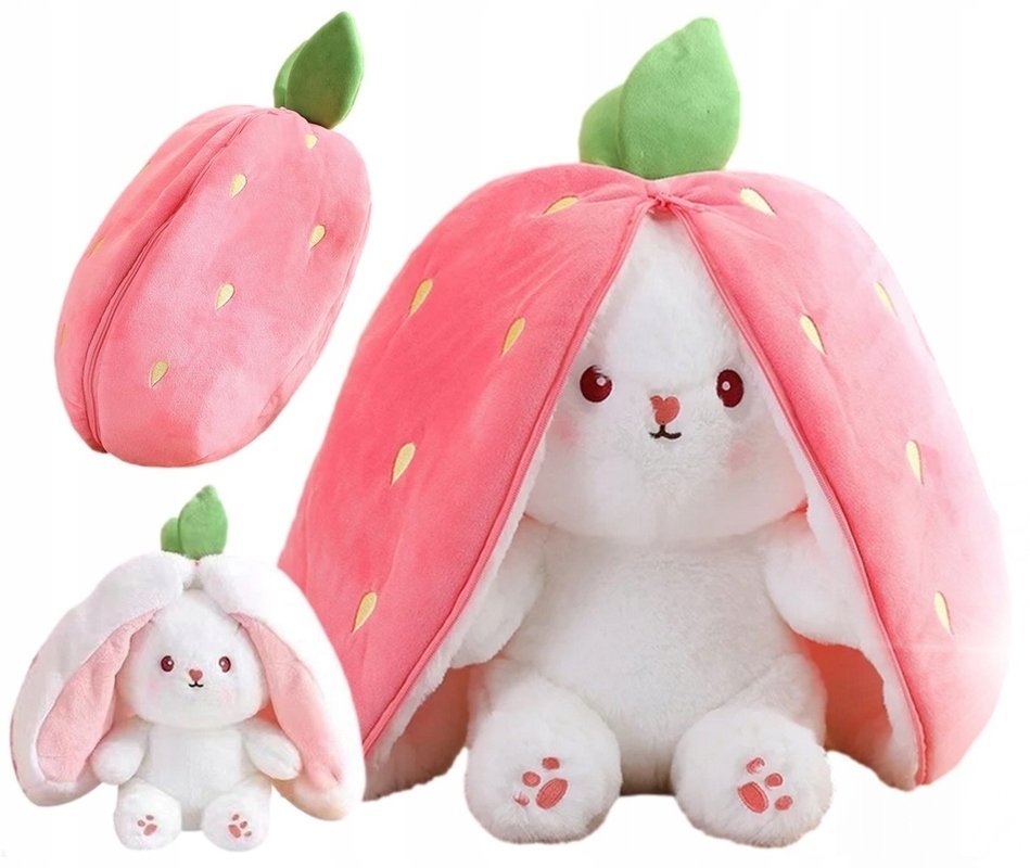 PLUSZAK MASKOTKA KRÓLIK TRUSKAWKA MARCHEWKA PRZYTULANKA ZABAWKA 3W1 PREZENT