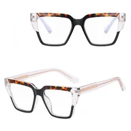 Okulary korekcyjne, oprawki, szkła - Okulary damskie kocie zerówki do komputera BLUE LIGHT 25143 Czarny/Panterka - miniaturka - grafika 1