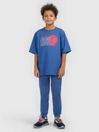 Koszulki dla chłopców - 4F T-shirt loose z nadrukiem chłopięcy - granatowy 158/164 (12-14 lat) - miniaturka - grafika 1