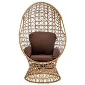 Fotele i krzesła ogrodowe - BRĄZOWY FOTEL OBROTOWY Z PODUSZKAMI RATTANOWY - miniaturka - grafika 1
