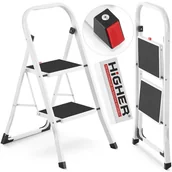 Drabiny - Drabina domowa lekka składana stalowa drabinka schodki 2 stopnie HIGHER BI - miniaturka - grafika 1