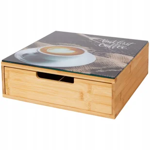 BAMBUSOWY ORGANIZER NA KAWĘ HERBATĘ SZKLANY BLAT - Meble modułowe i akcesoria - miniaturka - grafika 1