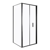 Kabiny prysznicowe - Kabina prysznicowa Solid DH+SC 80 x 70 BL szkło transparentne 6 mm, profile czarne, drzwi składane KERRA - miniaturka - grafika 1