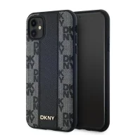 Etui i futerały do telefonów - Etui DKNY Leather Checkered Mono Pattern MagSafe na iPhone 11 / Xr - czarne - miniaturka - grafika 1