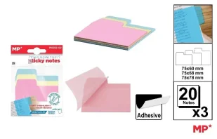 Karteczki samoprzylepne indeksujące 3x20szt - MP Main Paper - Zakładki do książek - miniaturka - grafika 1