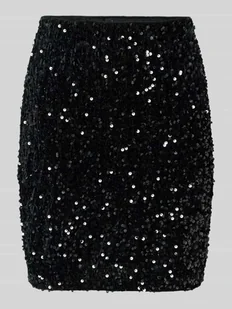 Spódnica mini o lekko rozkloszowanym kroju z cekinowym obszyciem model ‘BELLA’ - Spódnice Spódnica mini o lekko rozkloszowanym kroju z cekinowym obszyciem model ‘BELLA’ - Spódnice - miniaturka - grafika 1