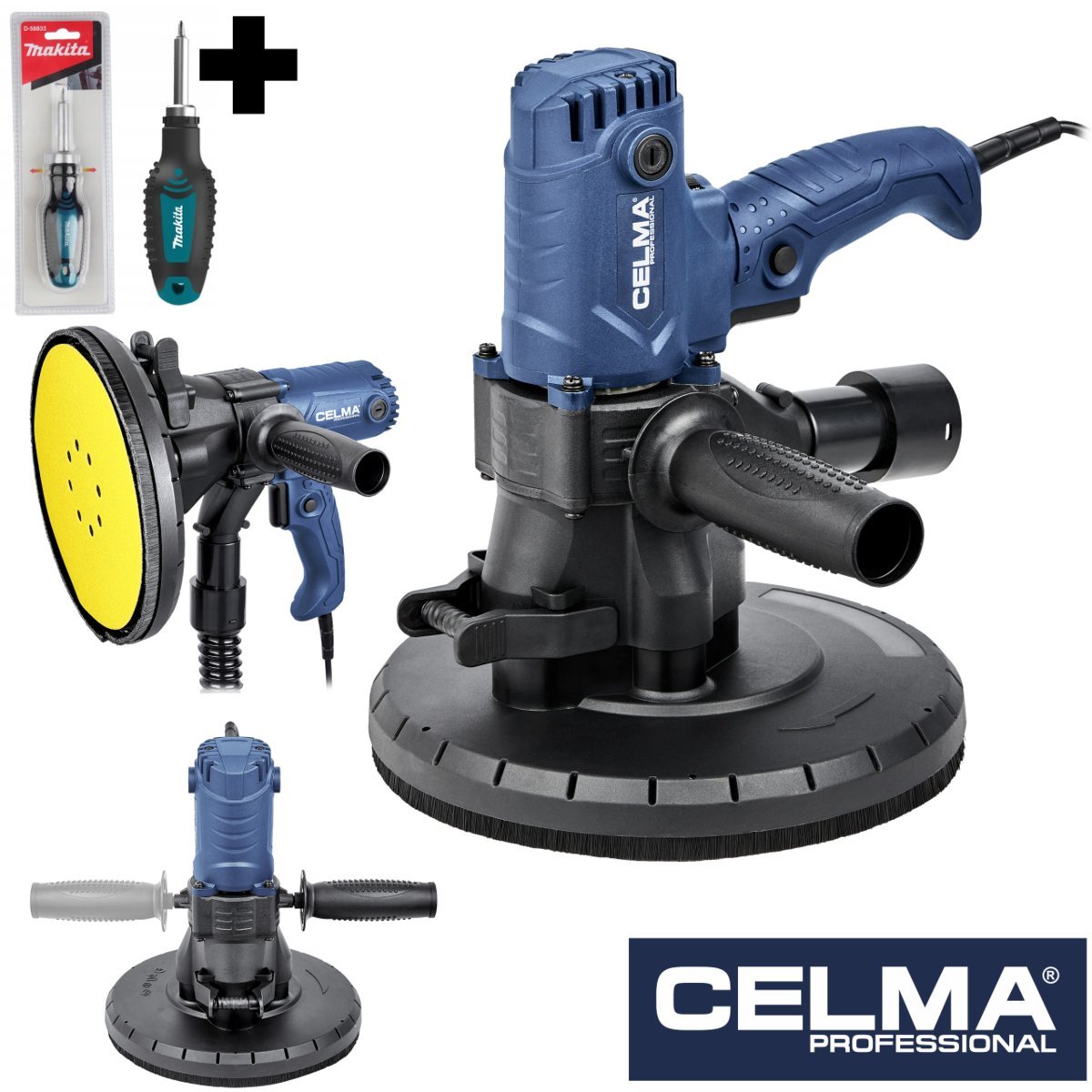 Zestaw Szlifierka do gipsu CELMA Professional PRBs 225GEO 850W 225mm + wkrętak MAKITA
