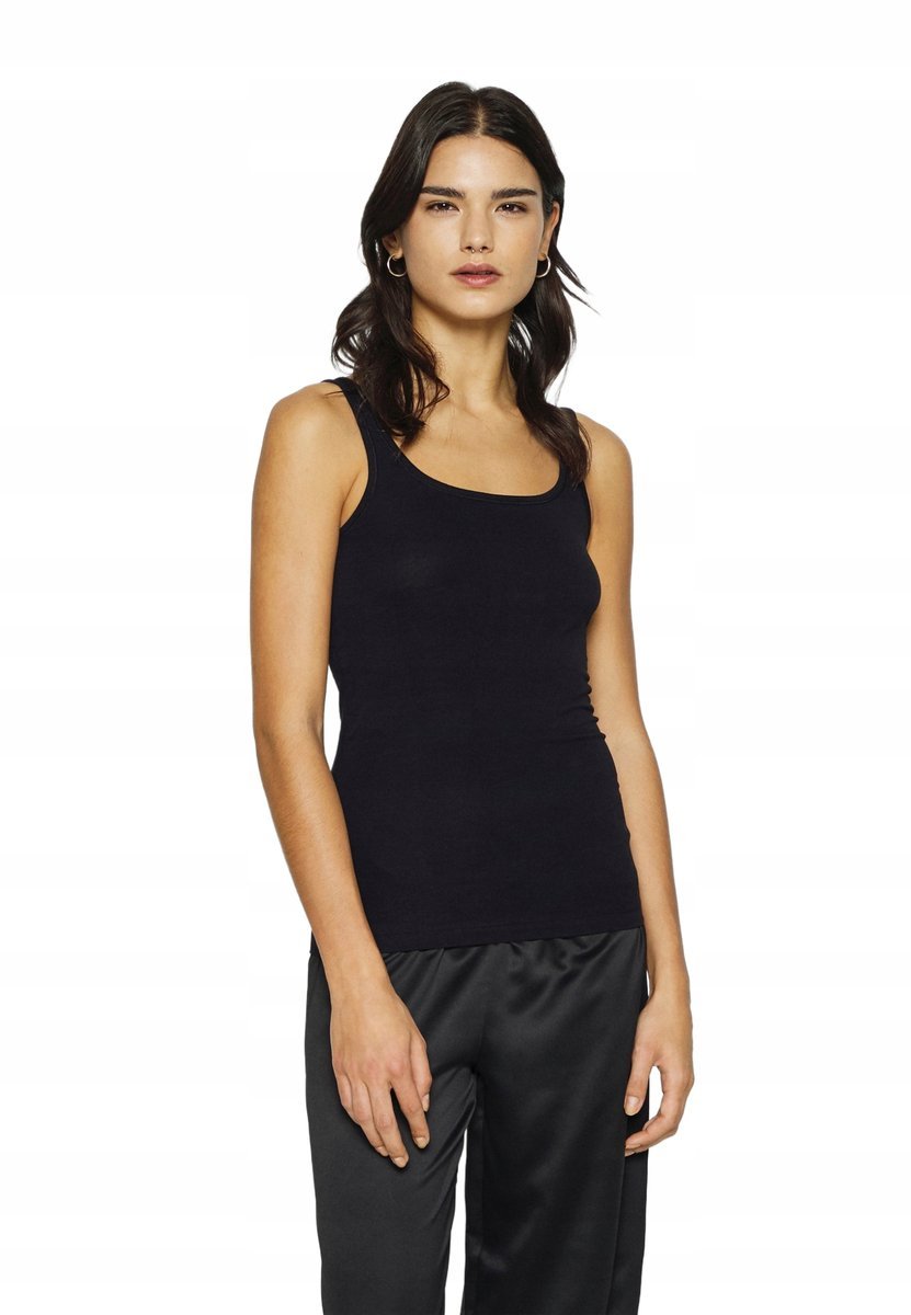 HUGO GŁADKI DAMSKI TOP NA RAMIĄCZKACH KLASYCZNY CZARNY XXL 6BA