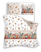 Pościel - Pościel świąteczna 220x200 Scandic 063 biała pomarańczowa domki cukierki dwustronna Faro - miniaturka - grafika 1