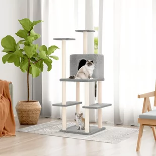 Lumarko Drapak dla kota, z sizalowymi słupkami, jasnoszary, 144,5 cm! - Drapaki dla kotów - miniaturka - grafika 1