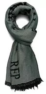 Apaszki i szaliki męskie - REPLAY Męski szalik, 421 GREY DK GREEN, rozmiar uniwersalny - miniaturka - grafika 1