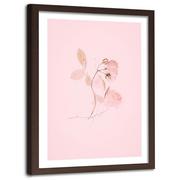 Plakaty - Obraz w ramie brązowej FEEBY, Kwiat Minimalizm Natura Różowy 60x90 - miniaturka - grafika 1