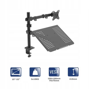 Uchwyt biurkowy do monitora i laptopa Akyga AK-MB-04 regulowane ramię 10kg - Uchwyty do monitorów - miniaturka - grafika 1