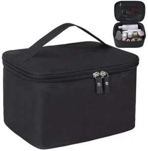 Kosmetyczka elegancka czarna kwadratowa kuferek wodoodporna pojemna - Kosmetyczki, organizery i kuferki - miniaturka - grafika 1
