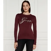 Swetry damskie - GUESS Sweter OLIVE | Slim Fit - miniaturka - grafika 1