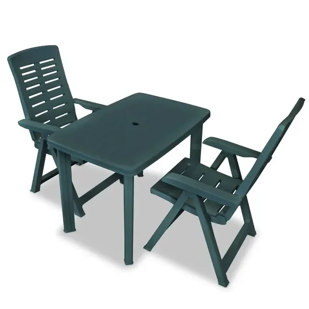 Zestaw mebli bistro do ogrodu zielony, stół 101x68x72 cm, 2 krzesła 60x6