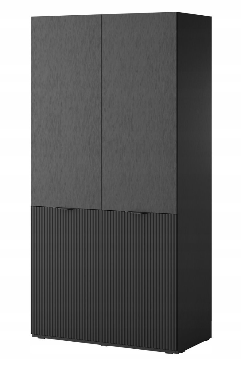 Szafa Dwudrzwiowa Sandbox Z Ryflowanym Frontem 100 Cm Czarna