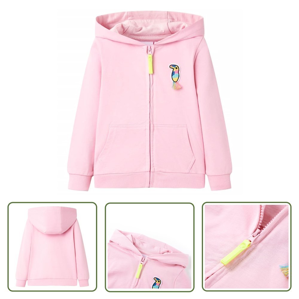 Bluza dziecięca z kapturem i zapięciem na zamek - różowa - 92 - Bluza Dziecięca