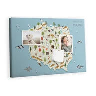 Tablice i flipcharty - Tablica korkowa 60x40 cm, wzór Polska Mapa zwierząt - miniaturka - grafika 1