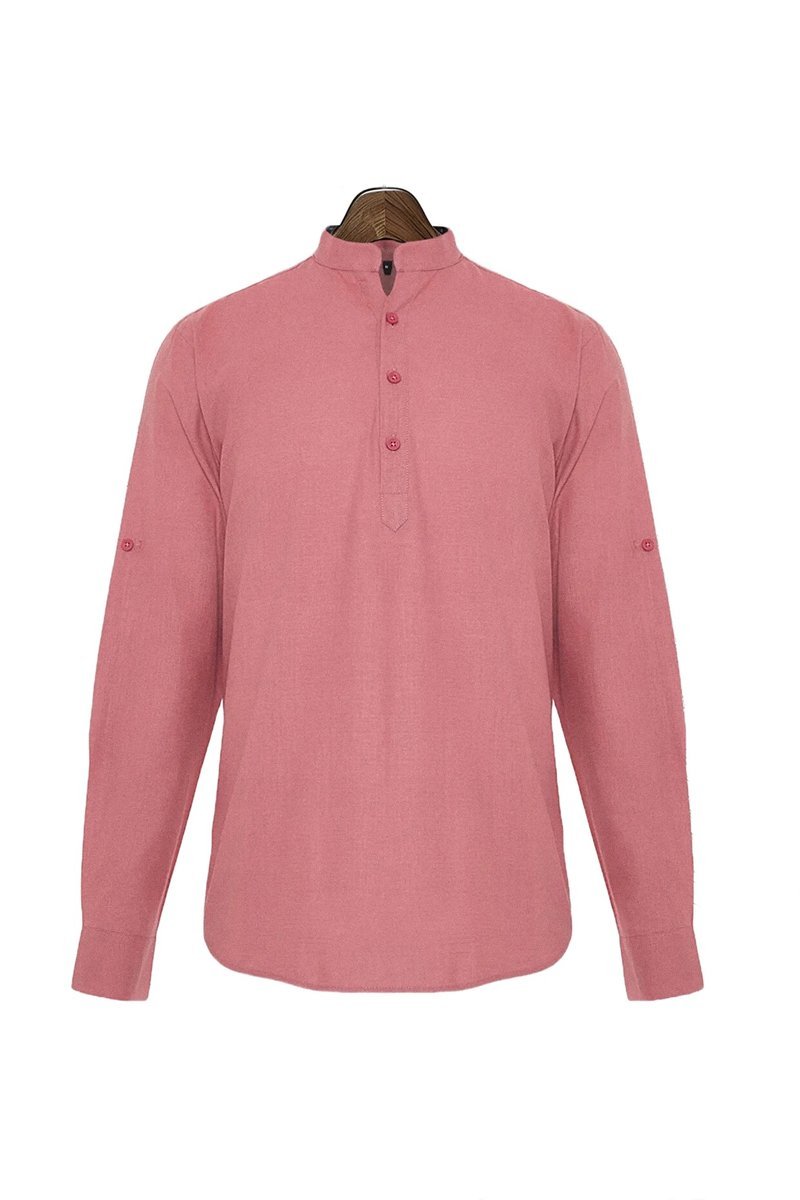 TRENDYOL MAN MĘSKA KOSZULA CASUAL RÓŻOWA Z KOŁNIERZYKIEM STÓJKA XL 5DA