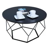 Ławy i stoliki kawowe - Czarny stolik kawowy z metalowym stelażem P0-L90 - miniaturka - grafika 1