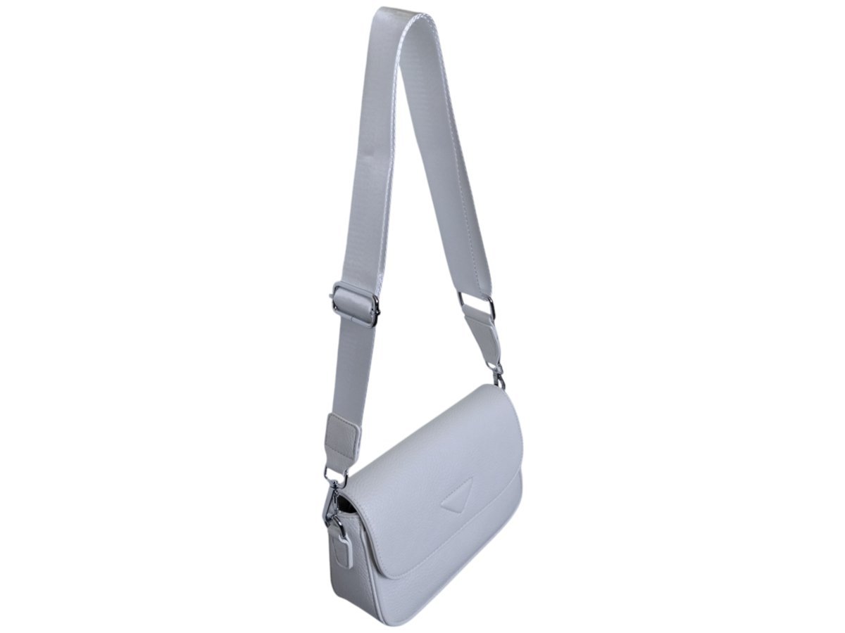 Mała Listonoszka Damska Biała Torebka Wizytowa Na Ramię Na Szerokim Pasku