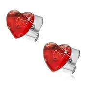 Kolczyki - Stalowe kolczyki serce z rozciągniętymi kwiatkami - Biżuteria e-shop - miniaturka - grafika 1
