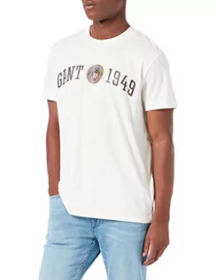 Koszulki męskie - GANT T-shirt męski, kremowy, S - grafika 1