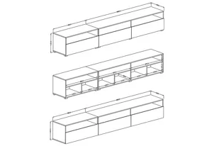 Szafka RTV stojąco - wisząca z trzema szafkami Baros 40 - czarny połysk - Szafki RTV - miniaturka - grafika 3