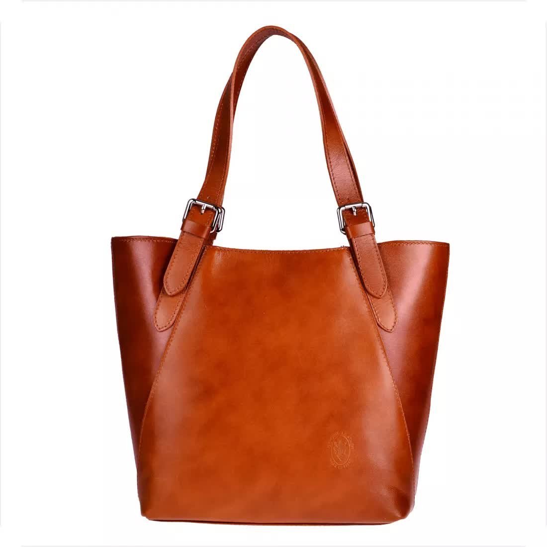 Torebka skórzana shopper XL rudy brąz GENUINE LEATHER