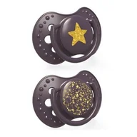 Smoczki uspokajające - LOVI Lovi Smoczek silikonowy dynamiczny 0-3m Stardust violet 2szt - miniaturka - grafika 1