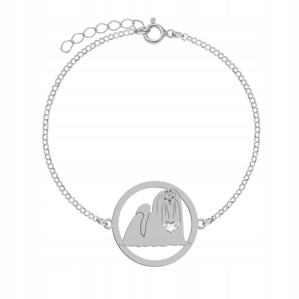 Bransoletka Srebrna z psem Maltańczyk 925 Prezent Kobieta Biżuteria GRAWER