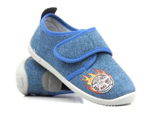 Ciepłe kapcie, buty dziecięce na rzep - BEFADO 902Y019, granatowe - Befado - Buty dla chłopców - miniaturka - grafika 1
