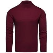 Swetry męskie - Sweter męski półgolf bordowy Recea - miniaturka - grafika 1